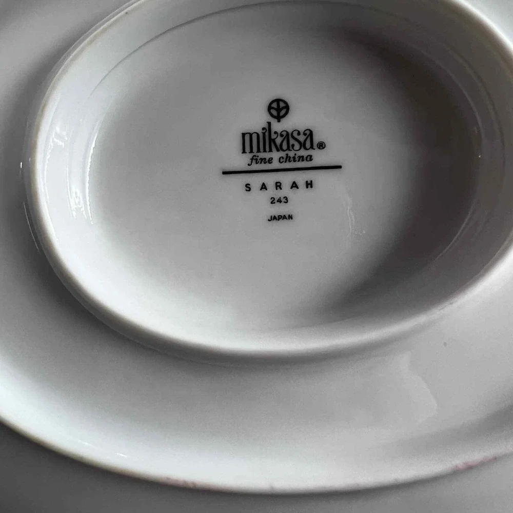 Mikasa Vintage Gravy Boat Bowl On Plate‎ Set Daisy Pattern China Piece